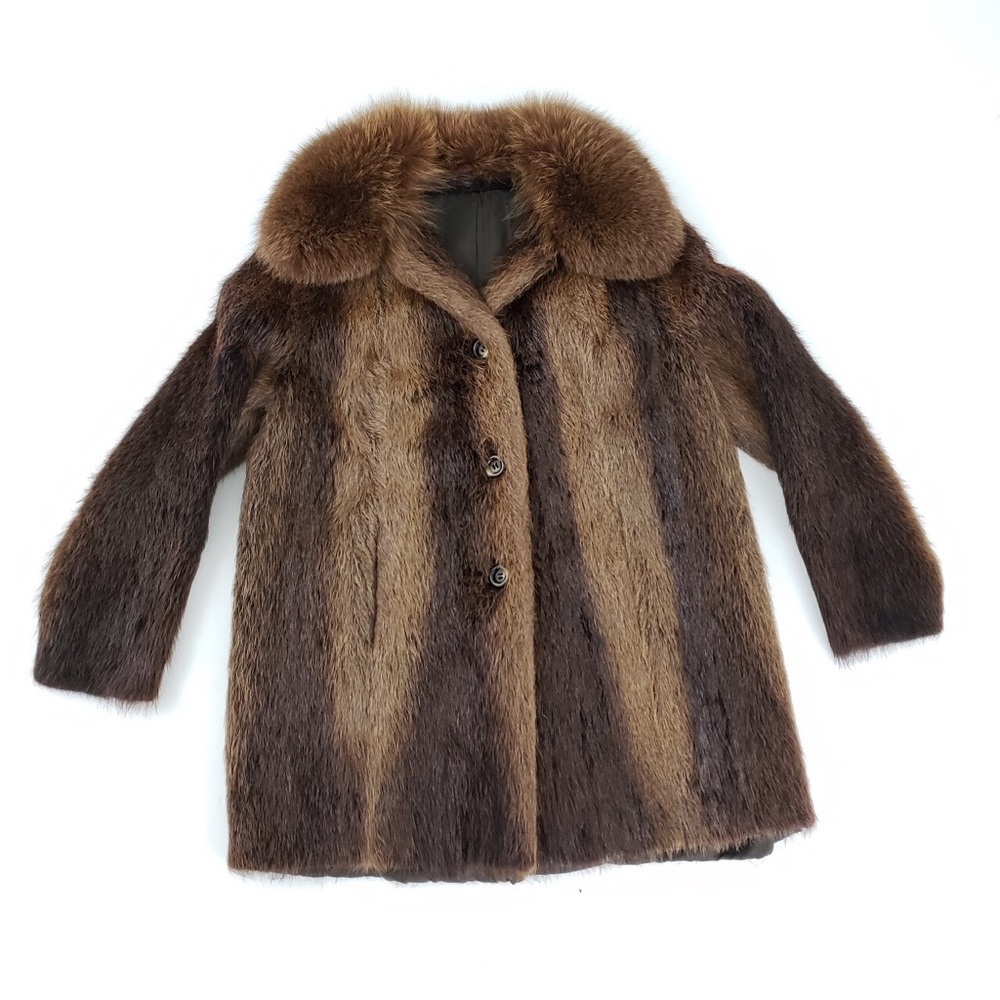 SOLD Vintage beaver fur coat Medium peacoat retro - Picture 1 of 4